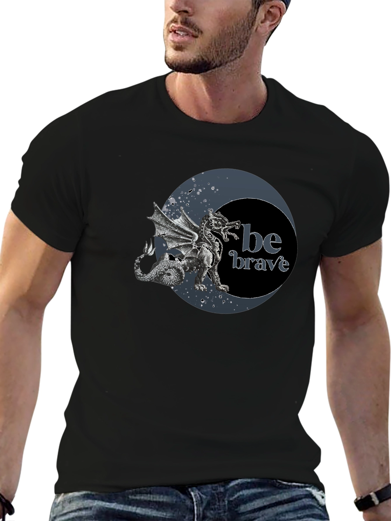 Dragon Be Brave Graphic Tee - Mens Black T-Shirt