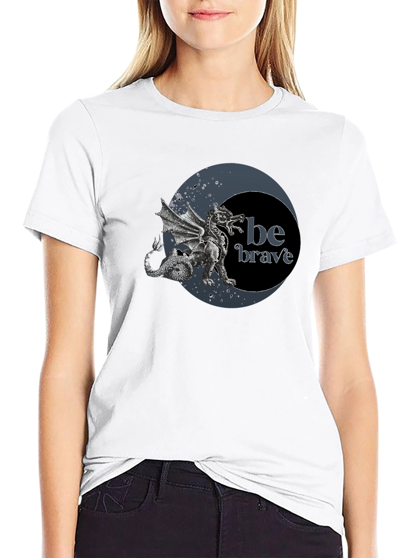 Dragon Be Brave Graphic Tee - Mens Black T-Shirt