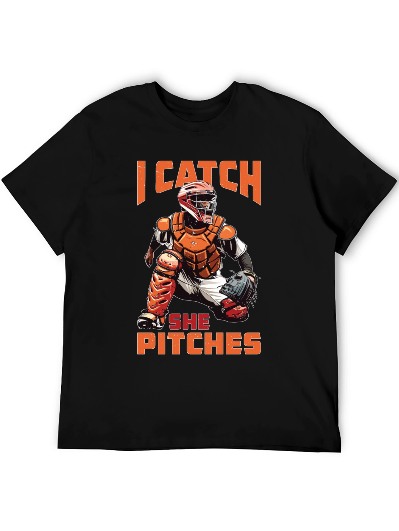 I Catch She Pitches Baseball Graphic Tee
