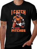 I Catch She Pitches Baseball Graphic Tee