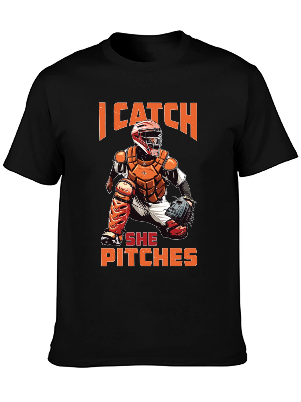 I Catch She Pitches Baseball Graphic Tee