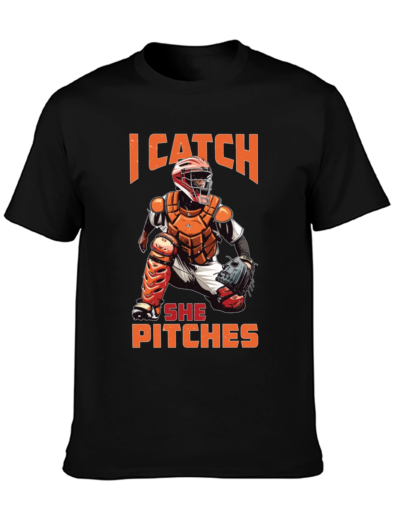 I Catch She Pitches Baseball Graphic Tee
