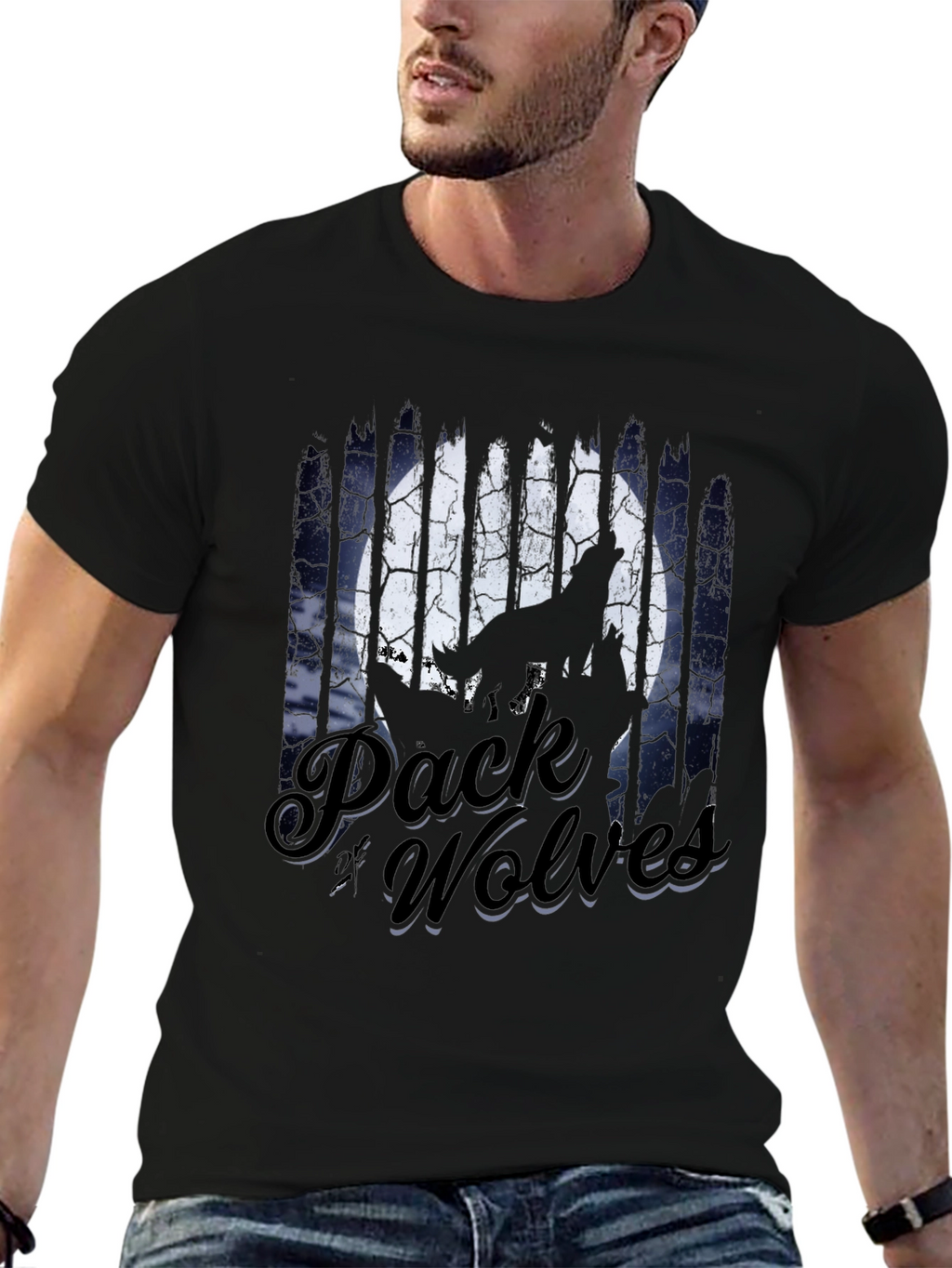 Pack of Wolves Graphic T-Shirt - Black