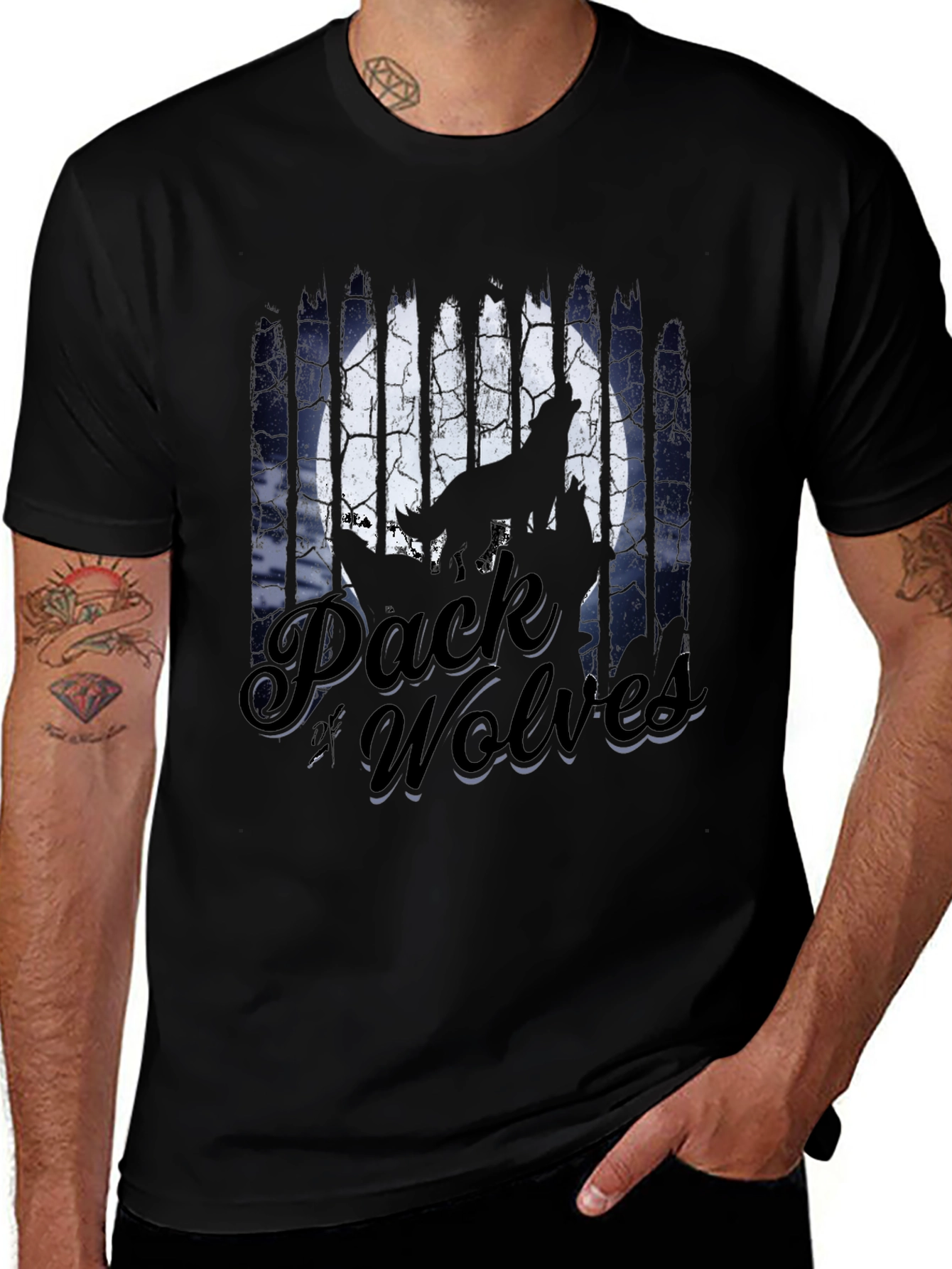 Pack of Wolves Graphic T-Shirt - Black