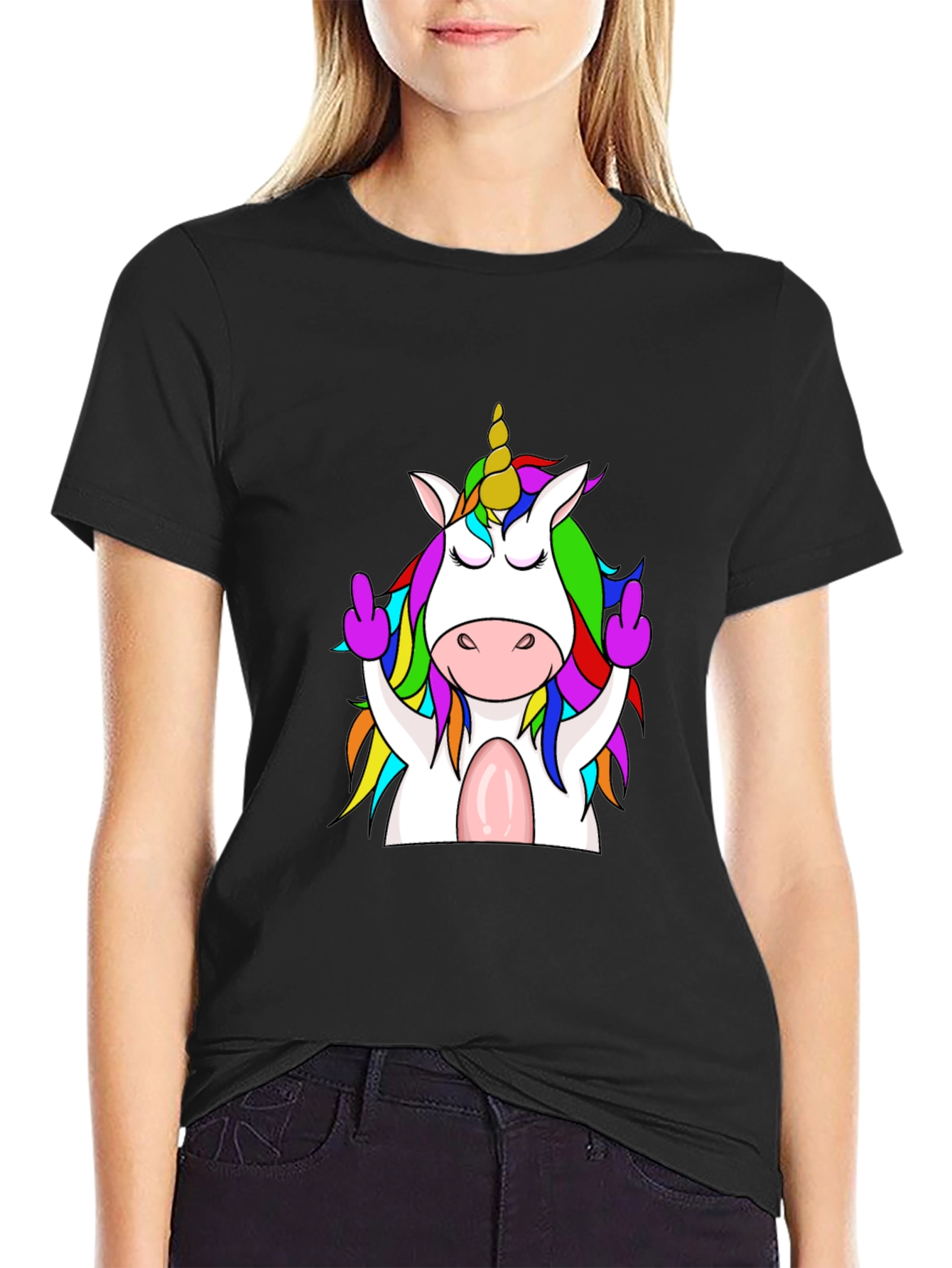 Funny Unicorn Graphic T-Shirt - Middle Finger Design