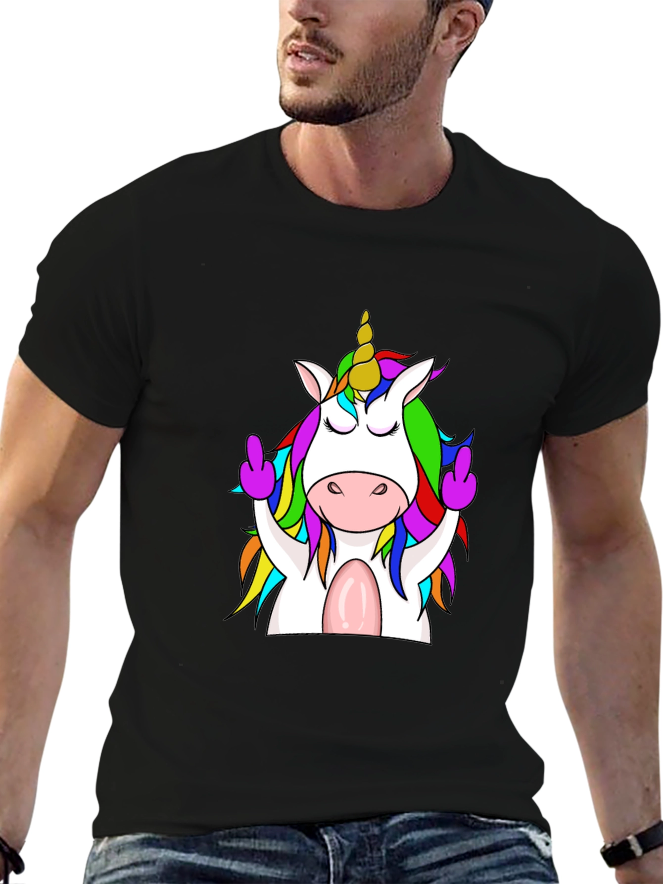Funny Unicorn Graphic T-Shirt - Middle Finger Design