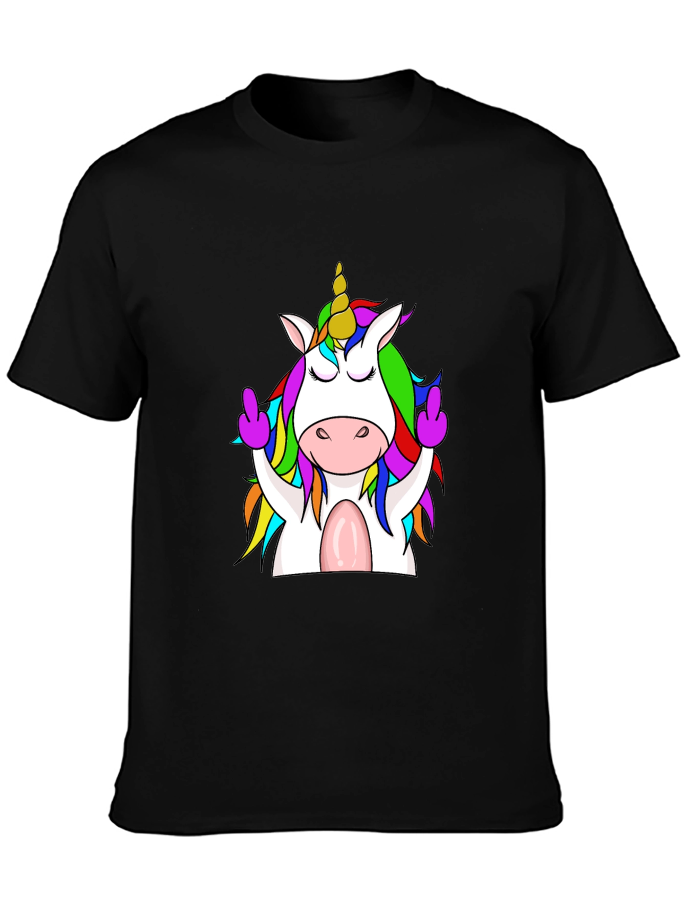 Funny Unicorn Graphic T-Shirt - Middle Finger Design