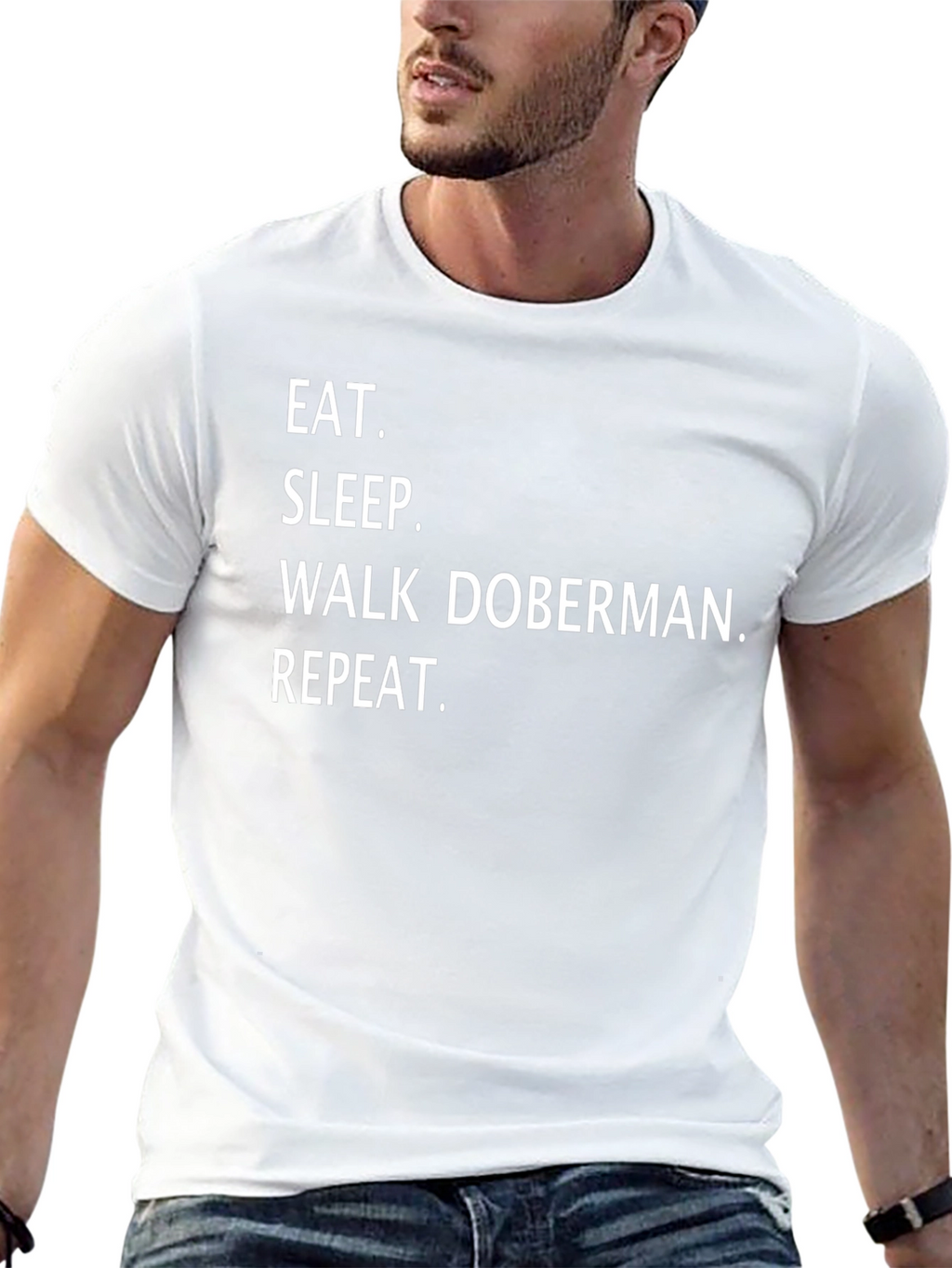 Eat Sleep Walk Doberman Repeat Black T-Shirt
