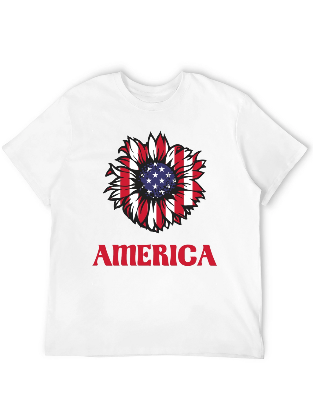 USA Flag Sunflower Graphic T-Shirt