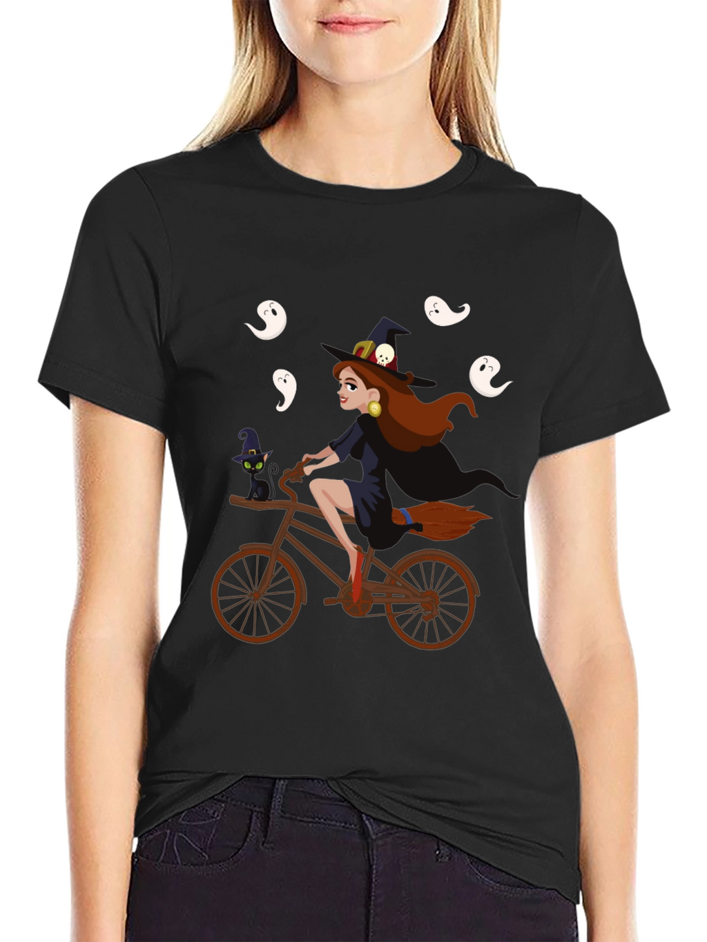 Witch on Bike Halloween T-Shirt