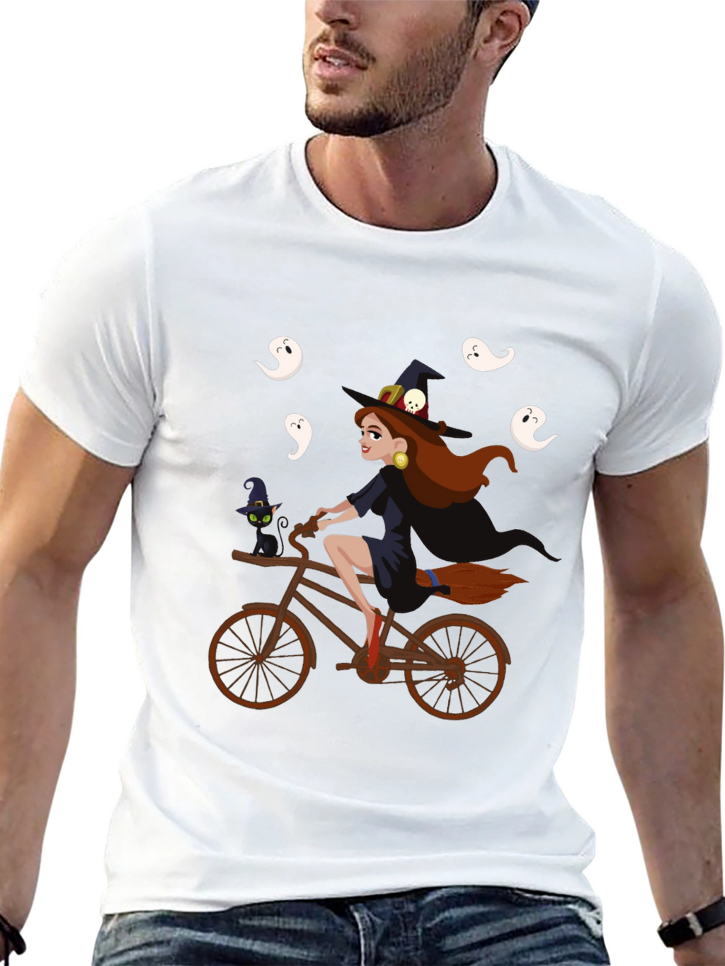 Witch on Bike Halloween T-Shirt