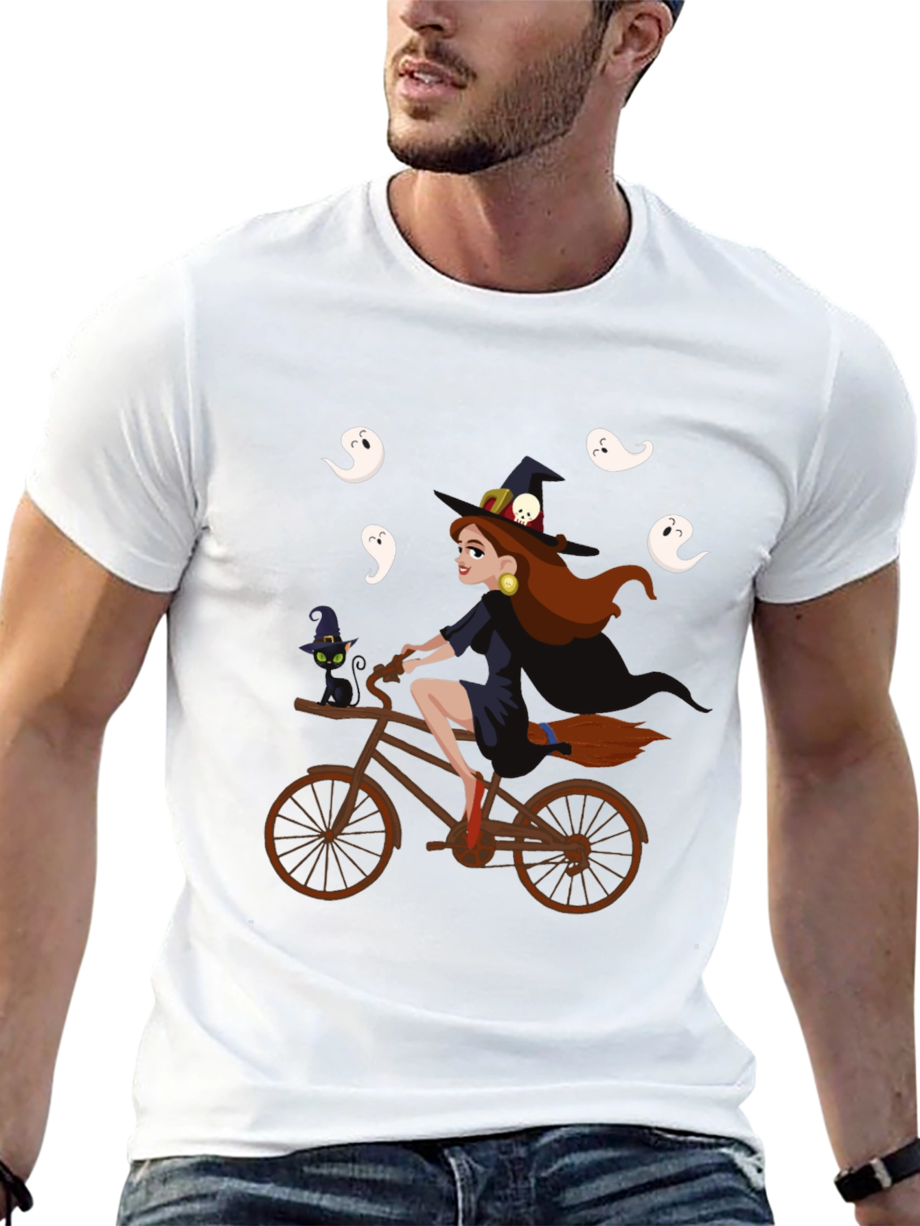 Witch on Bike Halloween T-Shirt
