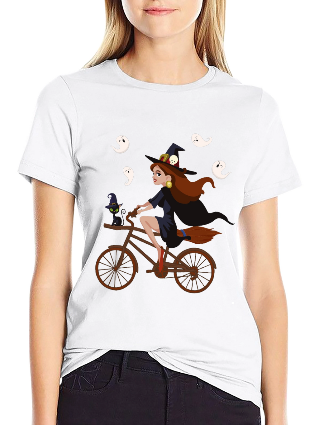 Witch on Bike Halloween T-Shirt