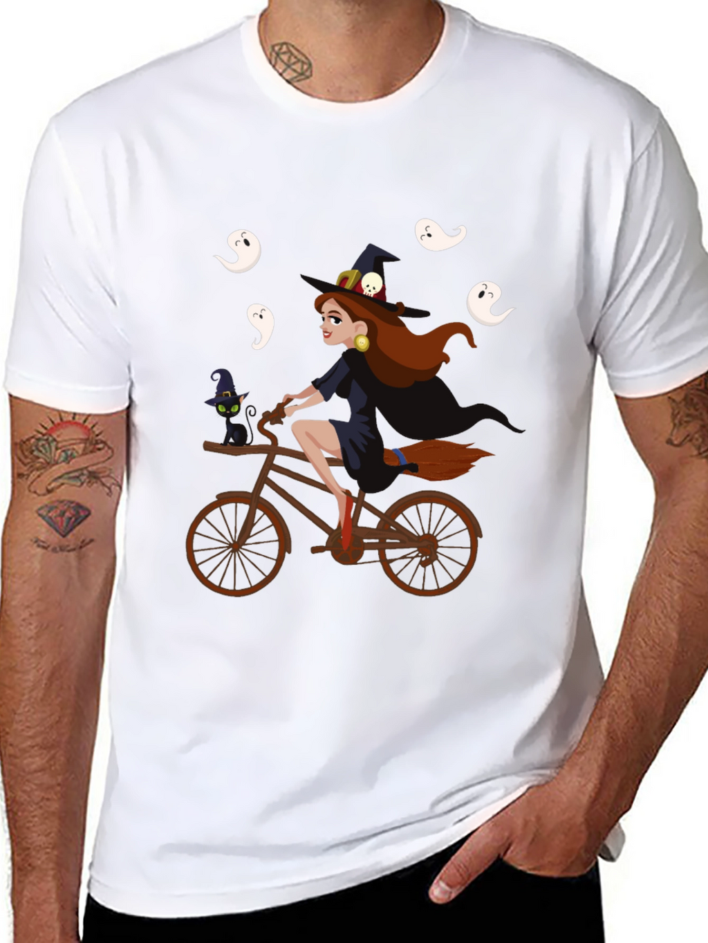 Witch on Bike Halloween T-Shirt
