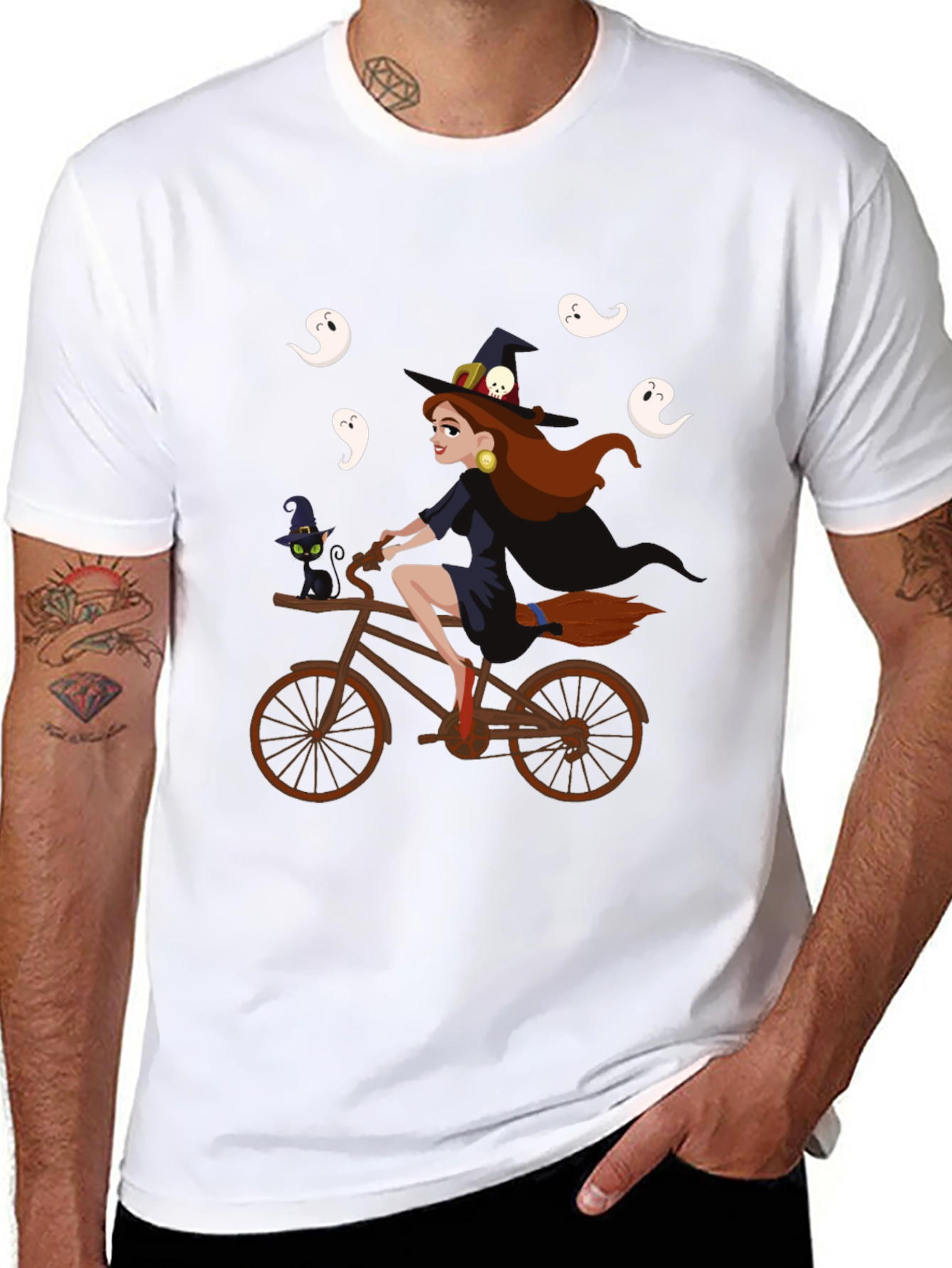 Witch on Bike Halloween T-Shirt