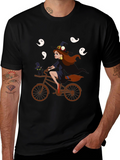 Witch on Bike Halloween T-Shirt