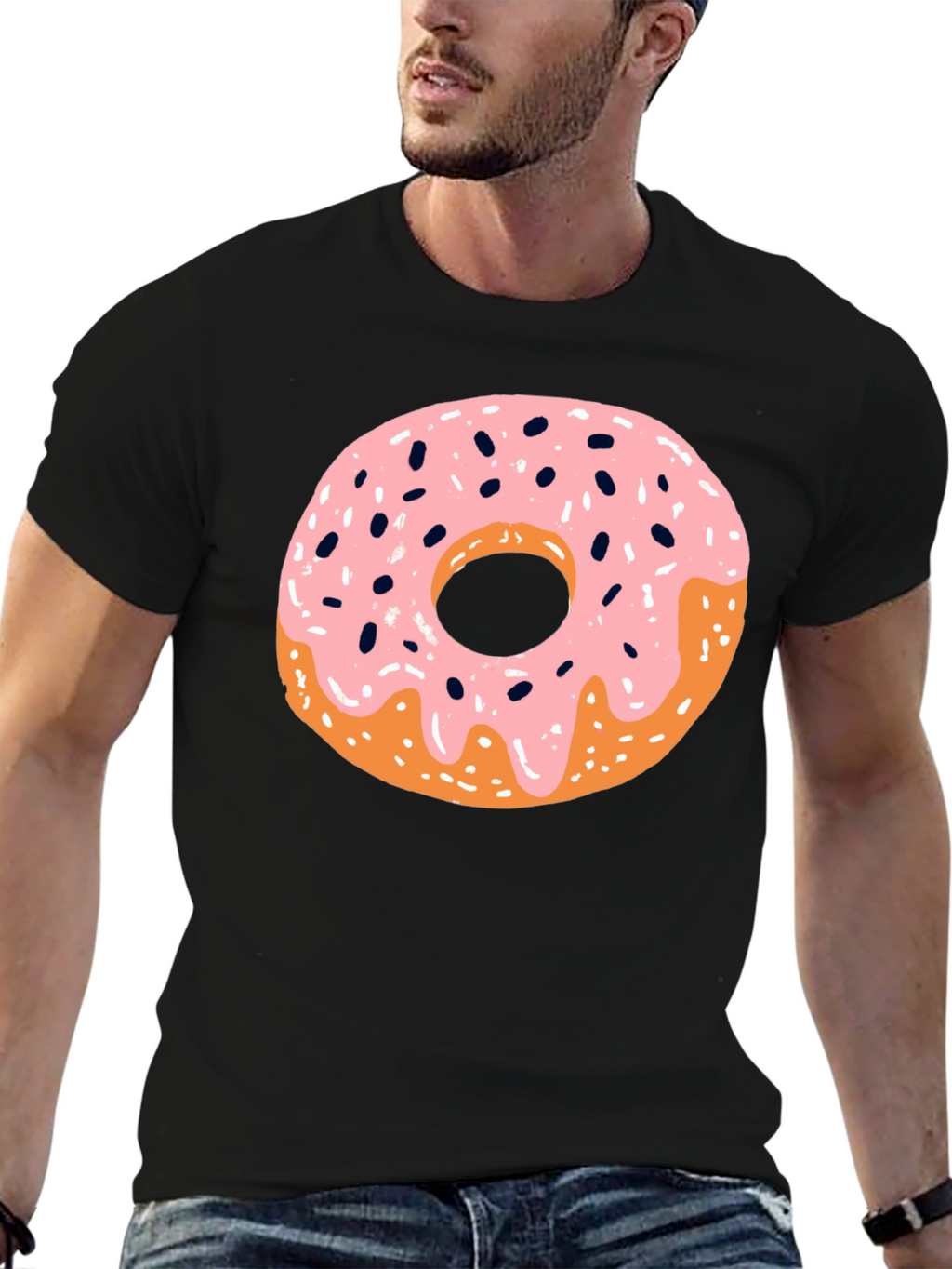 Donut Graphic Black T-Shirt - Casual Style