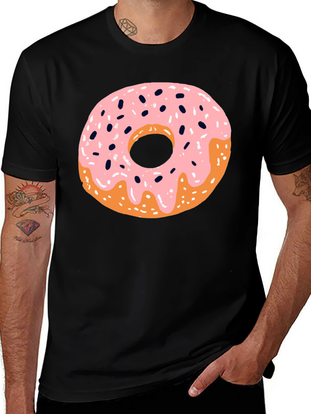 Donut Graphic Black T-Shirt - Casual Style