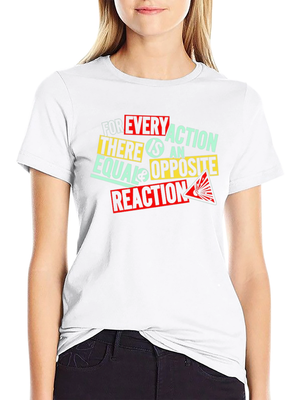 Every Action Reaction Graphic Print Black T-Shirt