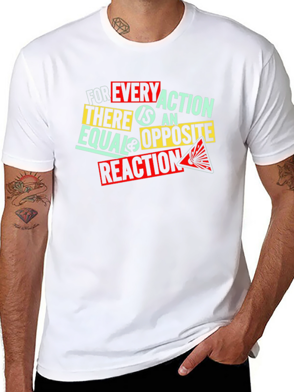 Every Action Reaction Graphic Print Black T-Shirt
