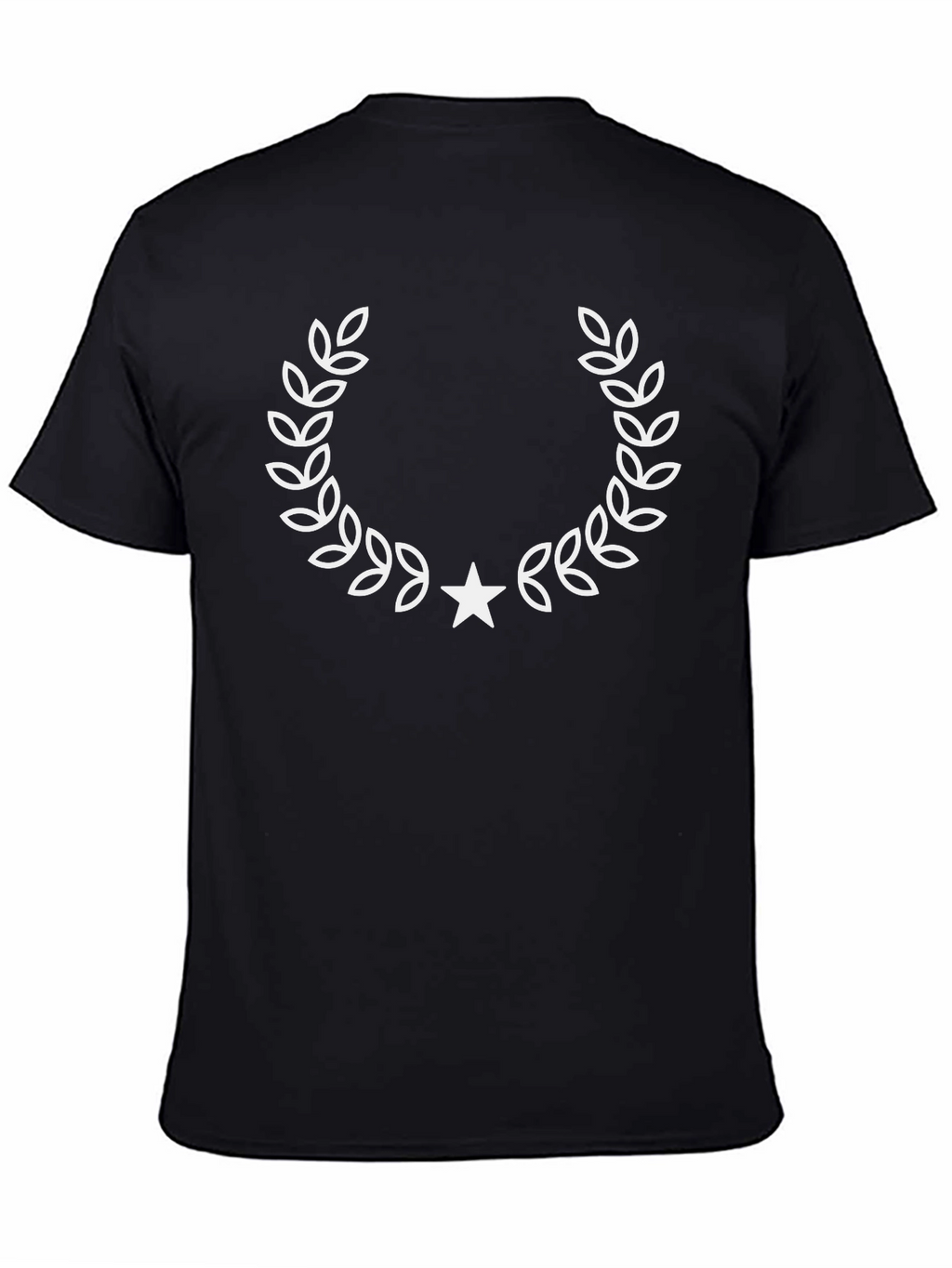 Mens Black T-Shirt with Laurel Wreath Star Design