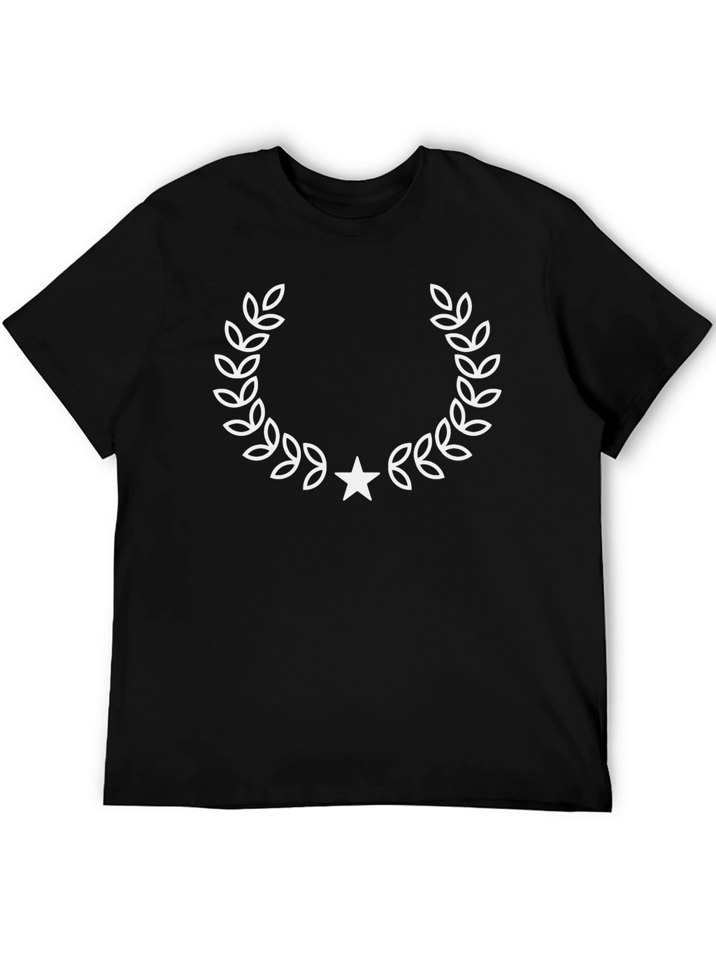 Mens Black T-Shirt with Laurel Wreath Star Design