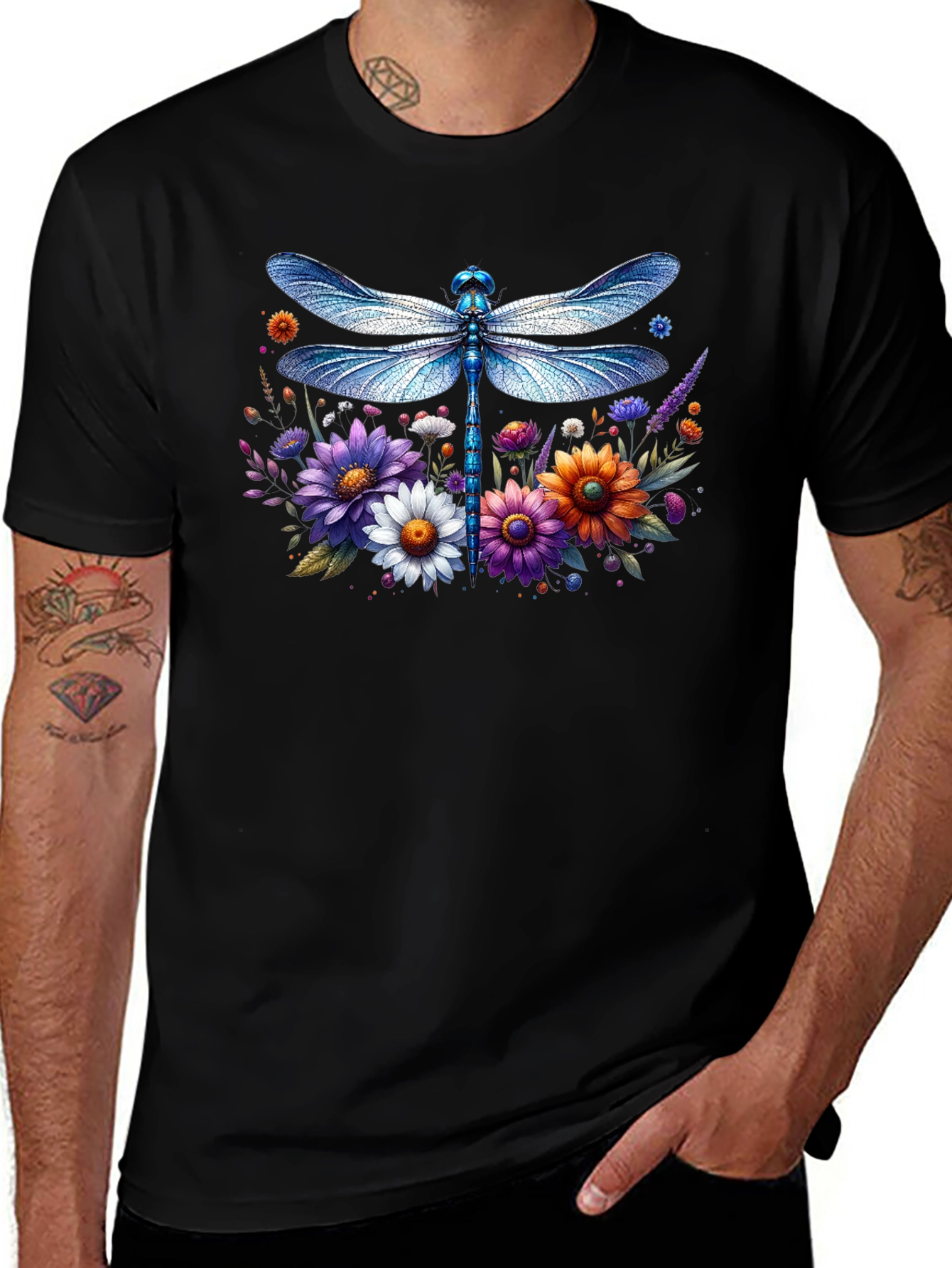 Dragonfly Floral Graphic T-Shirt