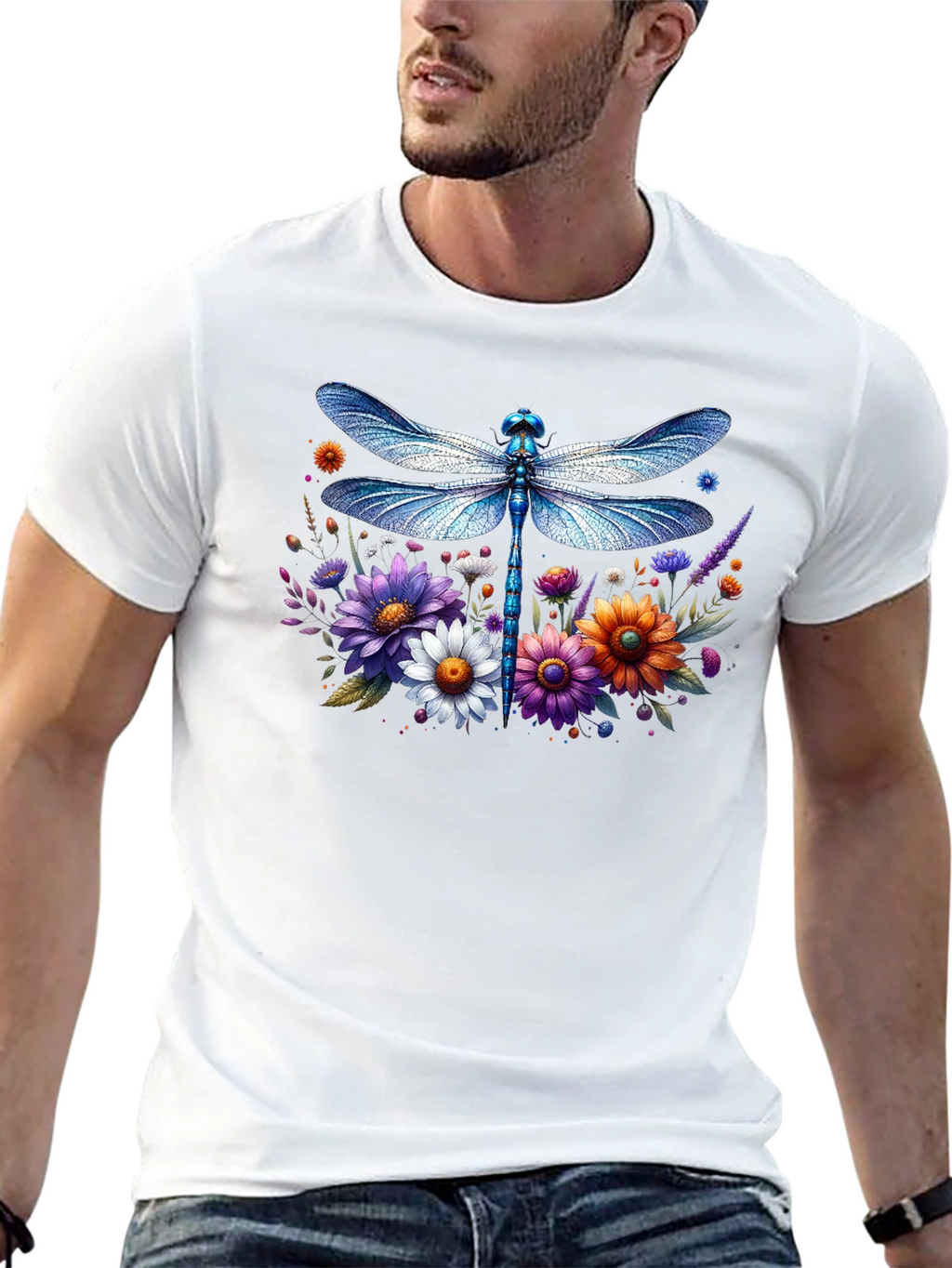 Dragonfly Floral Graphic T-Shirt