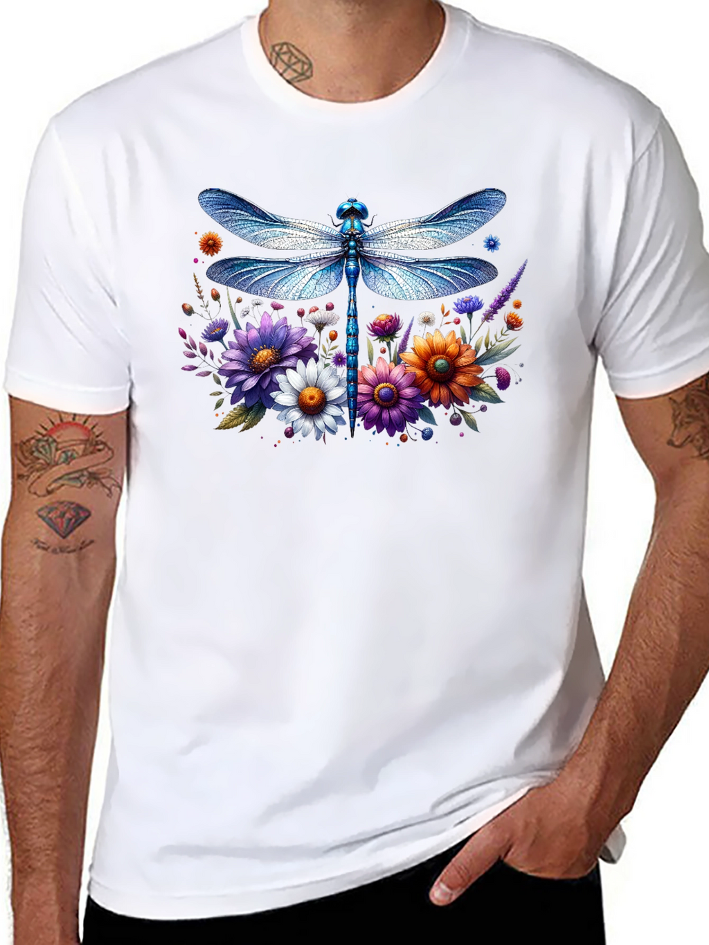 Dragonfly Floral Graphic T-Shirt
