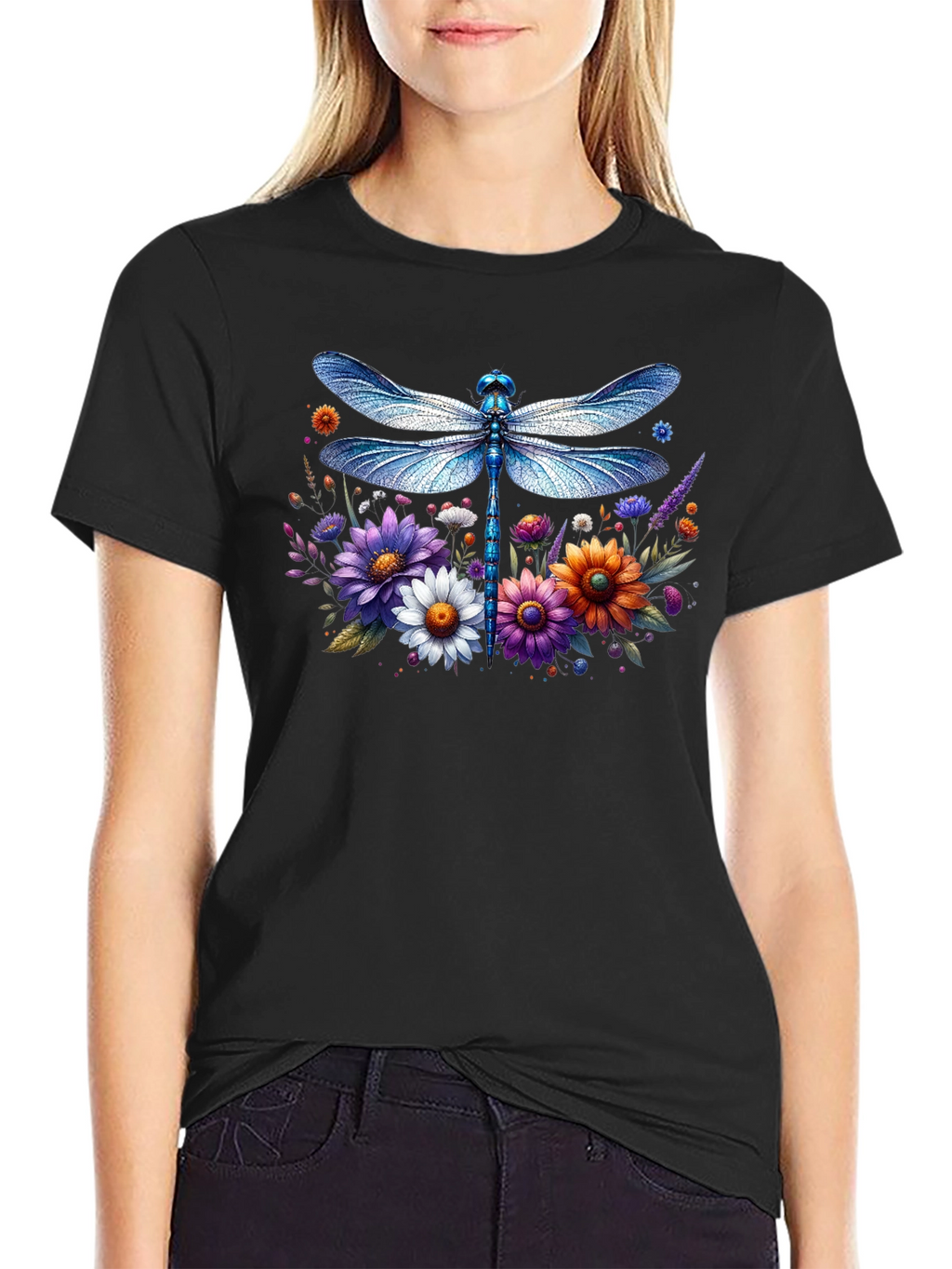 Dragonfly Floral Graphic T-Shirt