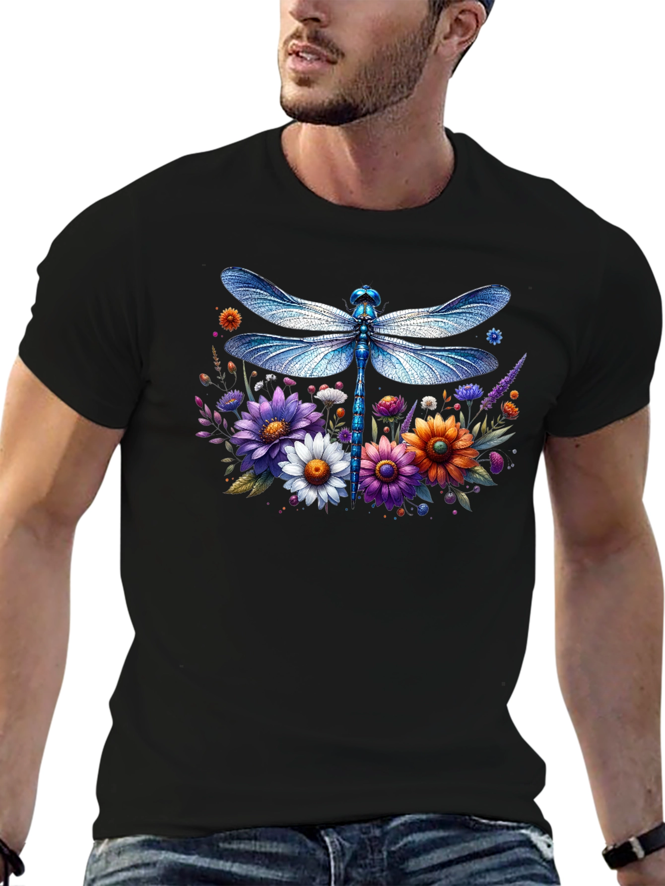 Dragonfly Floral Graphic T-Shirt