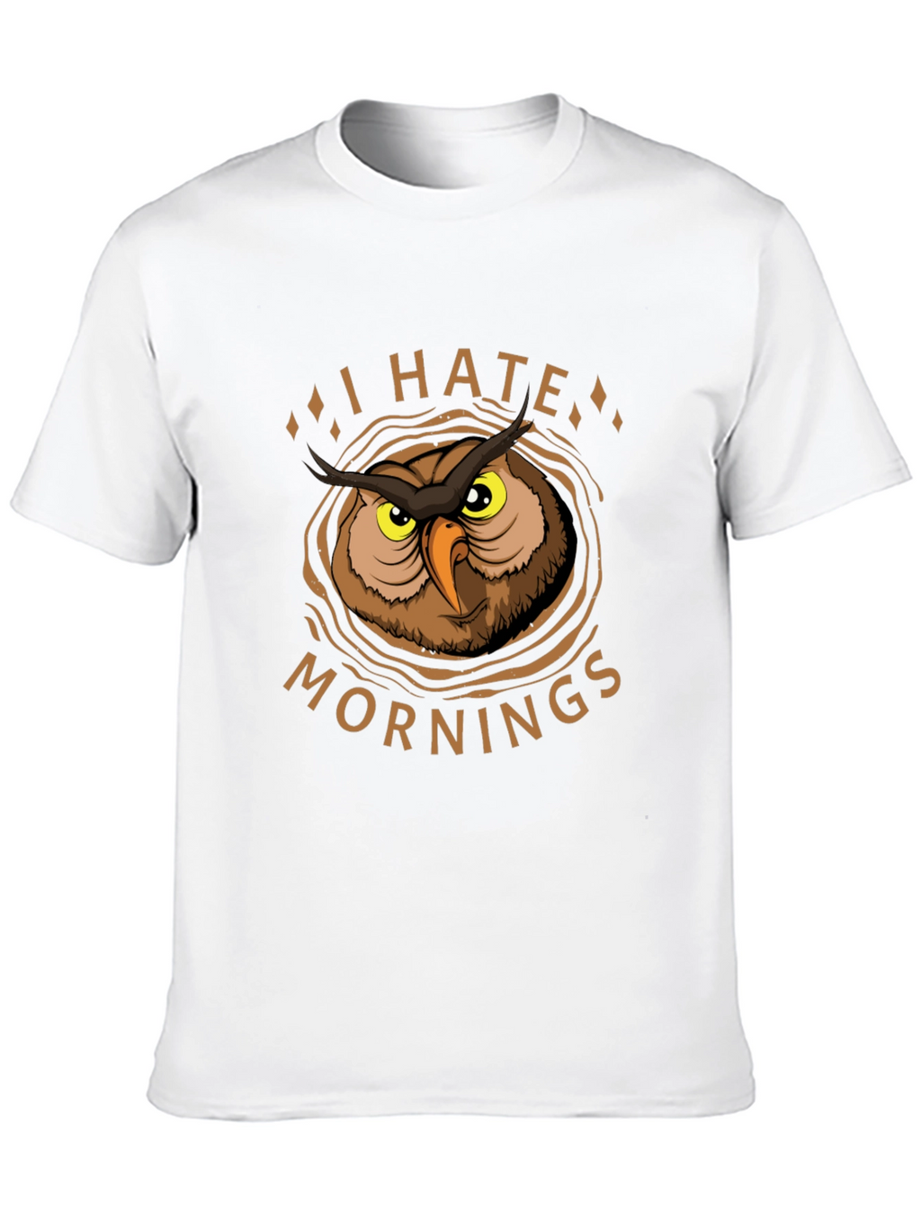 I Hate Mornings Owl Graphic Print Black T-Shirt