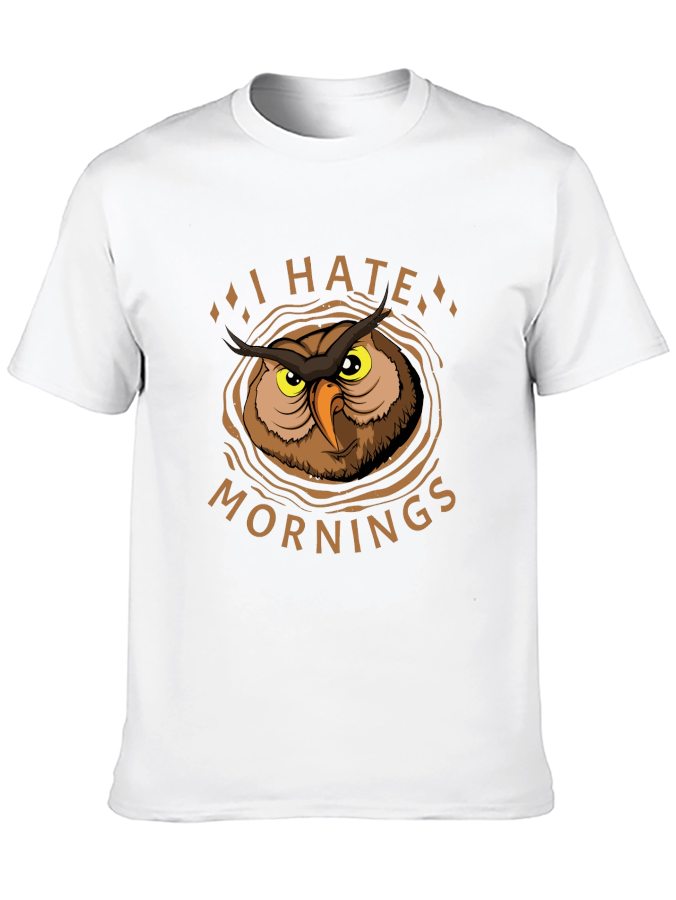 I Hate Mornings Owl Graphic Print Black T-Shirt