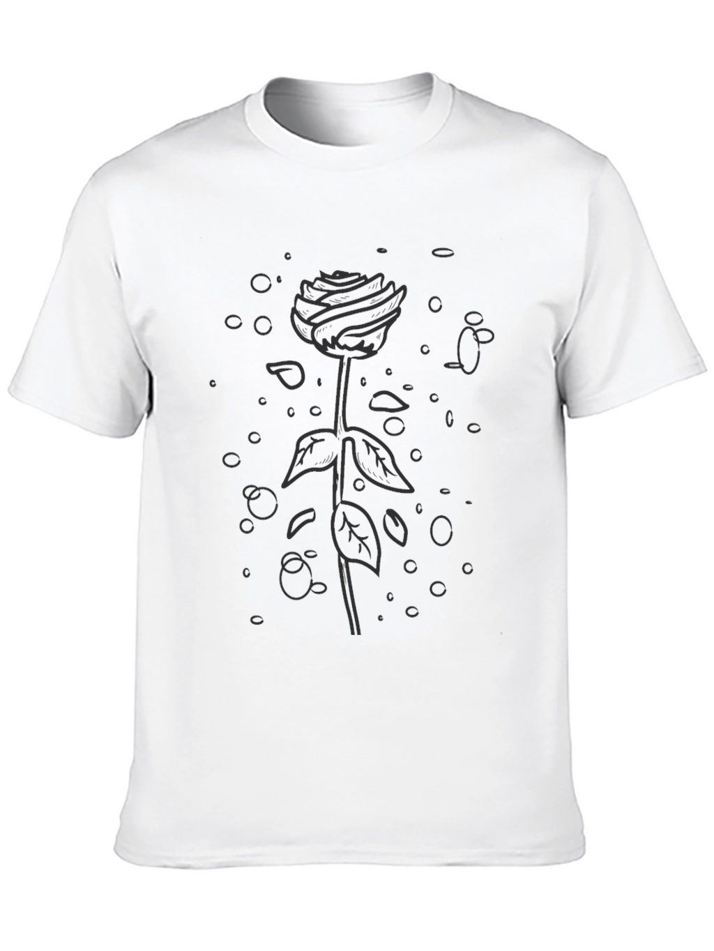 Mens Black Graphic Tee - Rose Design