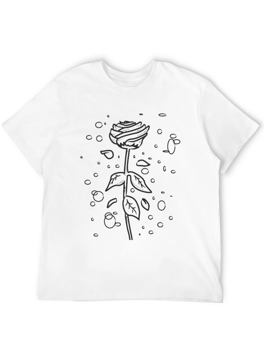 Mens Black Graphic Tee - Rose Design