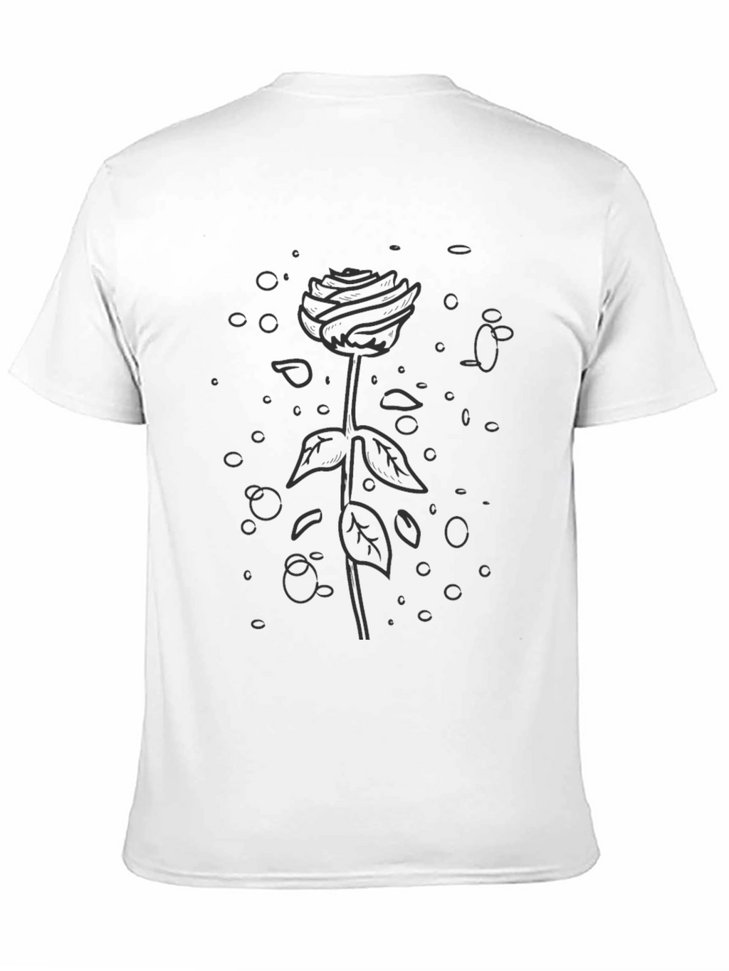 Mens Black Graphic Tee - Rose Design