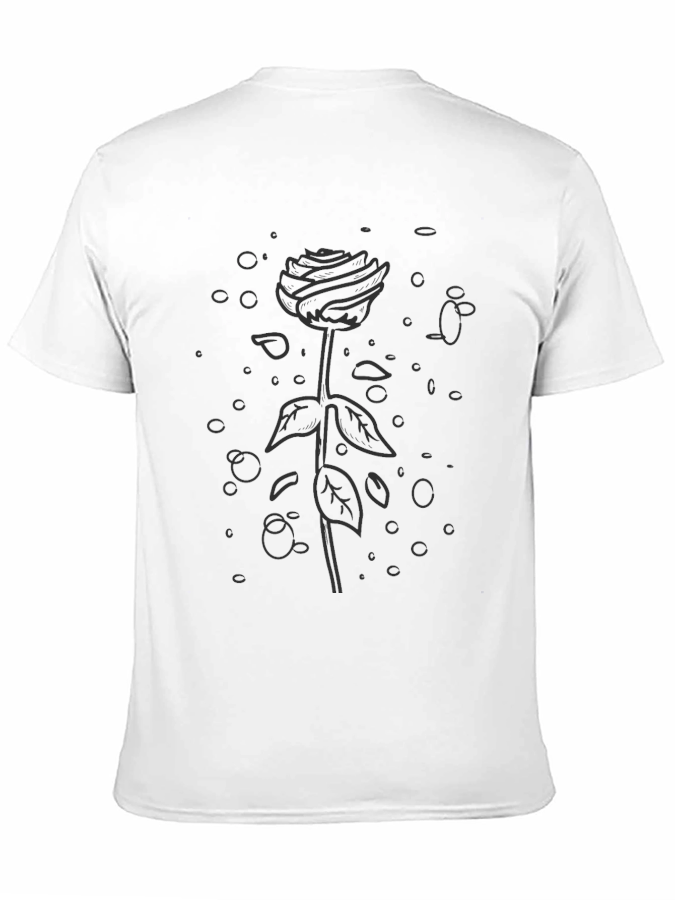 Mens Black Graphic Tee - Rose Design