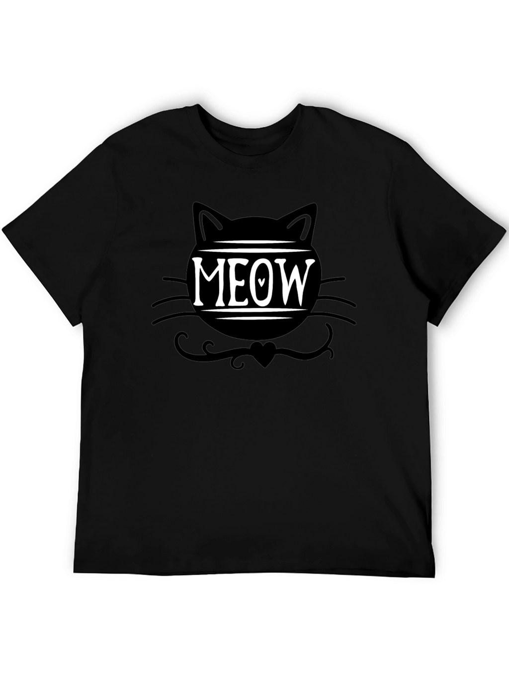 Meow Cat Graphic Tee - Trendy Black T-Shirt
