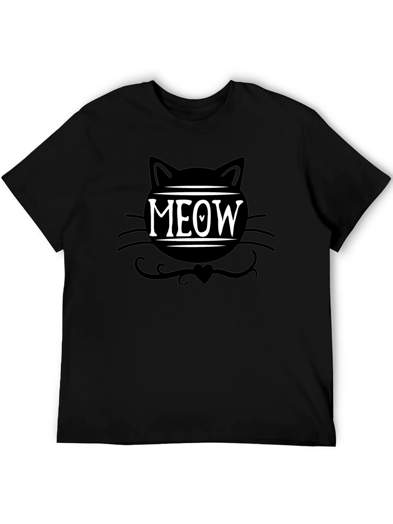 Meow Cat Graphic Tee - Trendy Black T-Shirt