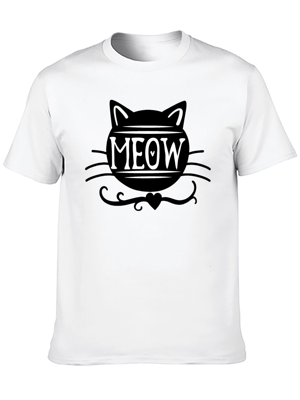 Meow Cat Graphic Tee - Trendy Black T-Shirt