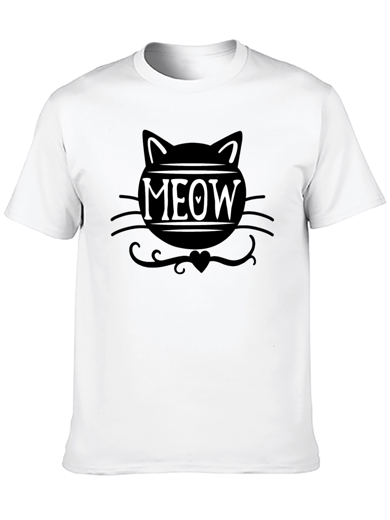 Meow Cat Graphic Tee - Trendy Black T-Shirt