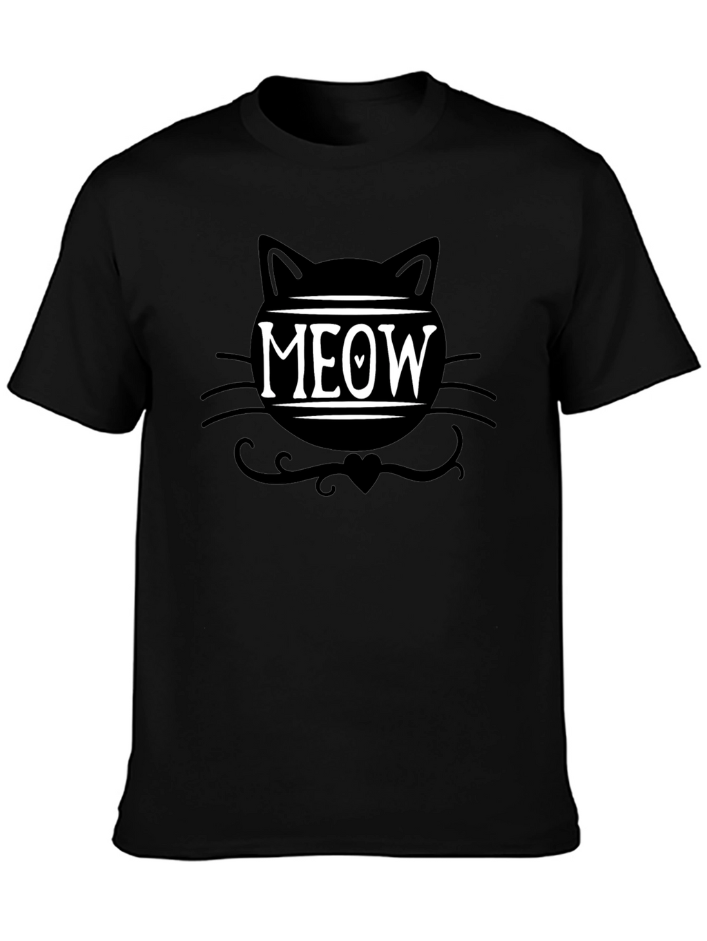 Meow Cat Graphic Tee - Trendy Black T-Shirt