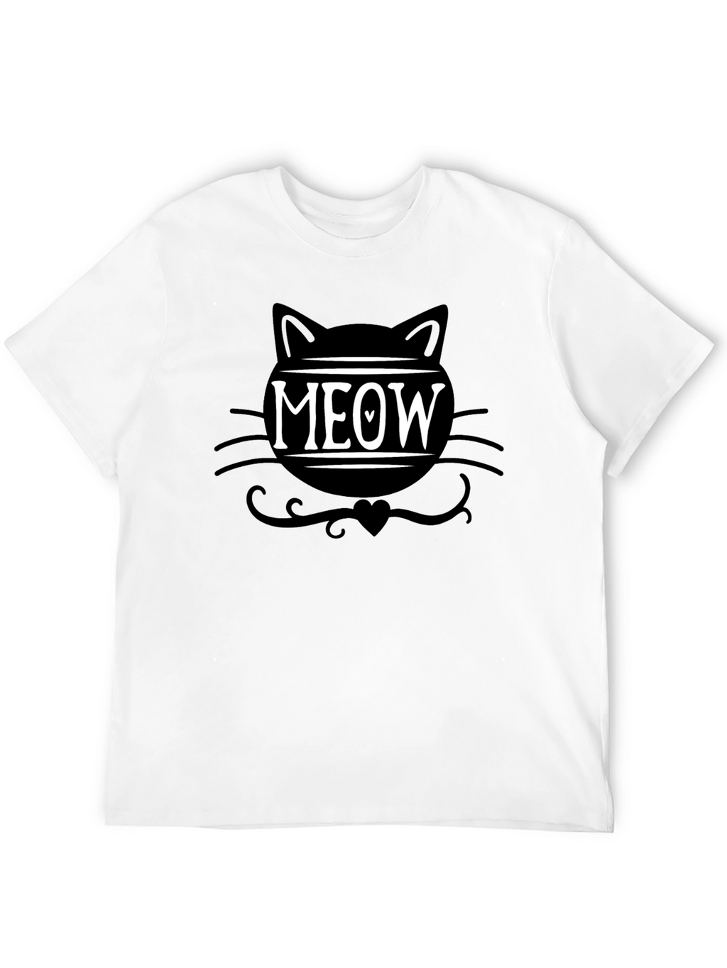 Meow Cat Graphic Tee - Trendy Black T-Shirt