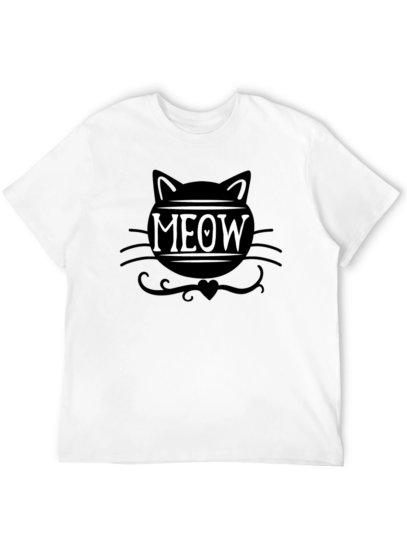 Meow Cat Graphic Tee - Trendy Black T-Shirt