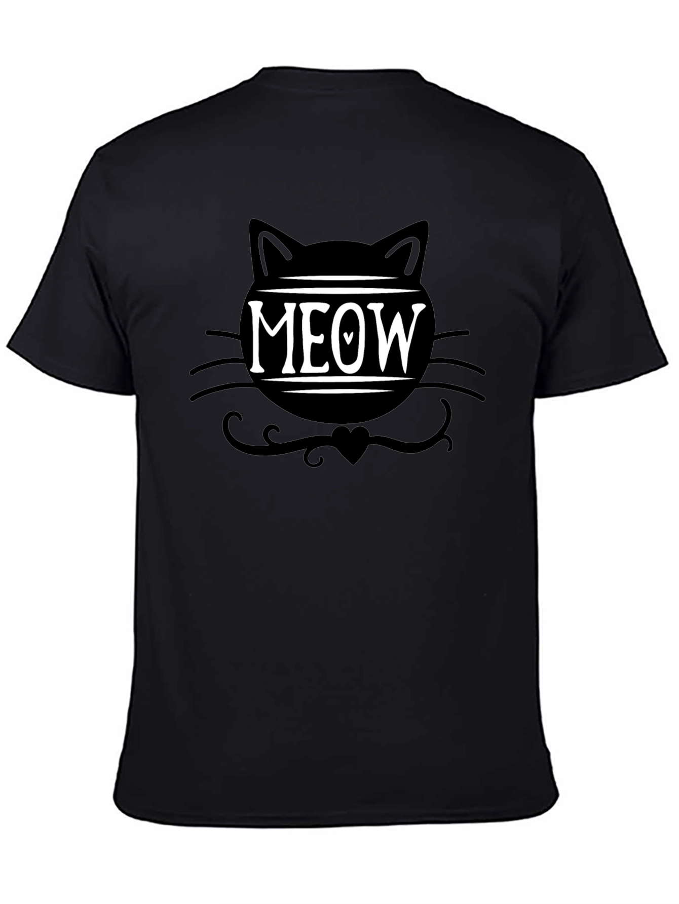 Meow Cat Graphic Tee - Trendy Black T-Shirt