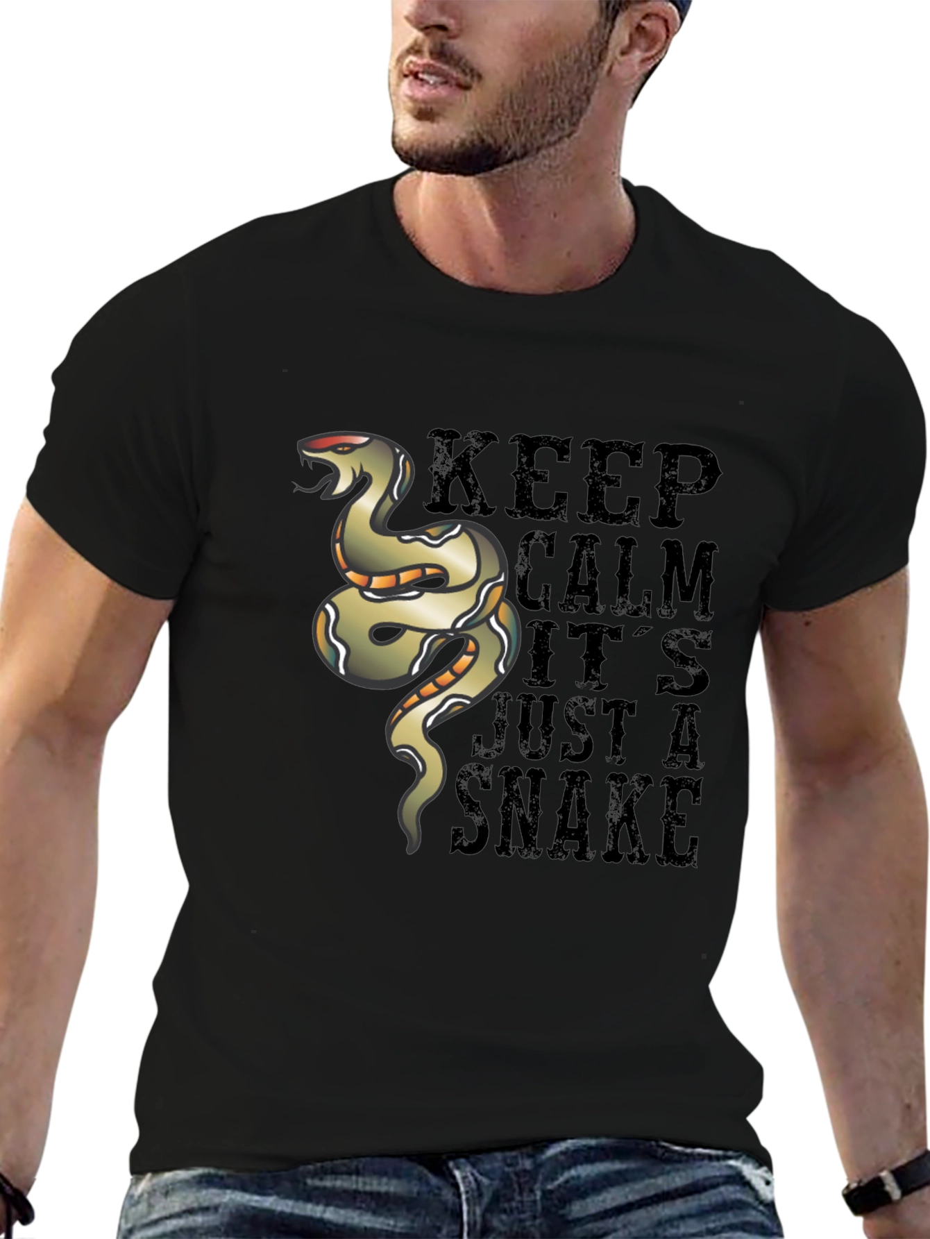 Keep Calm Snake Graphic T-Shirt