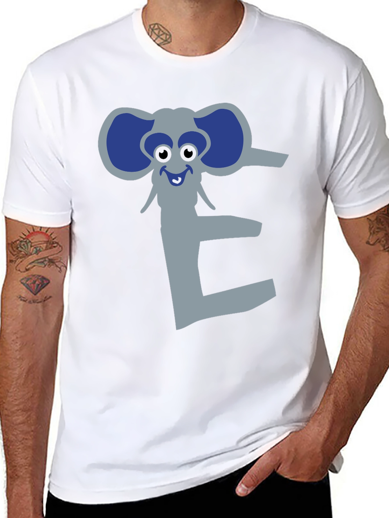 Elephant Letter E Graphic Print Tee