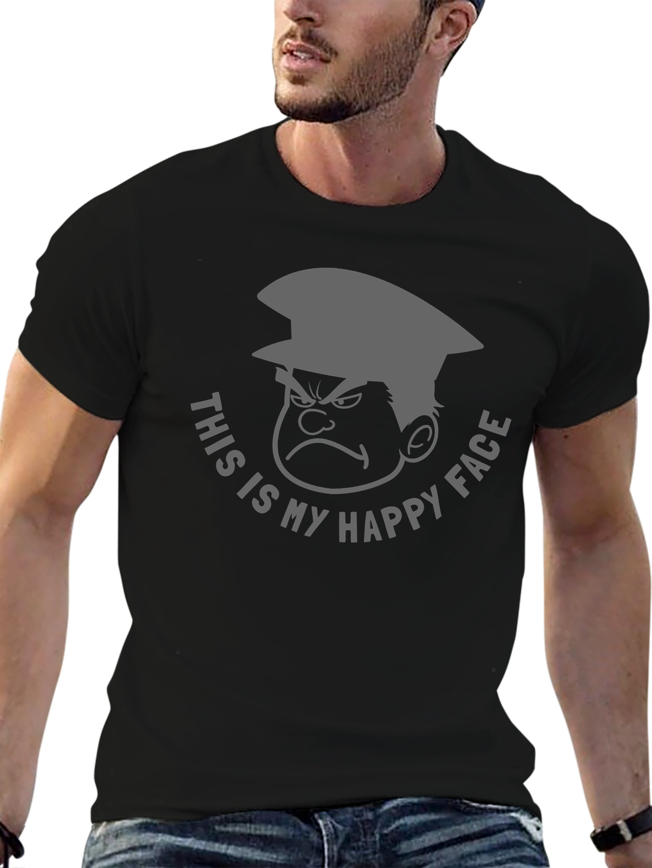 Grumpy Cartoon Character Graphic T-Shirt
