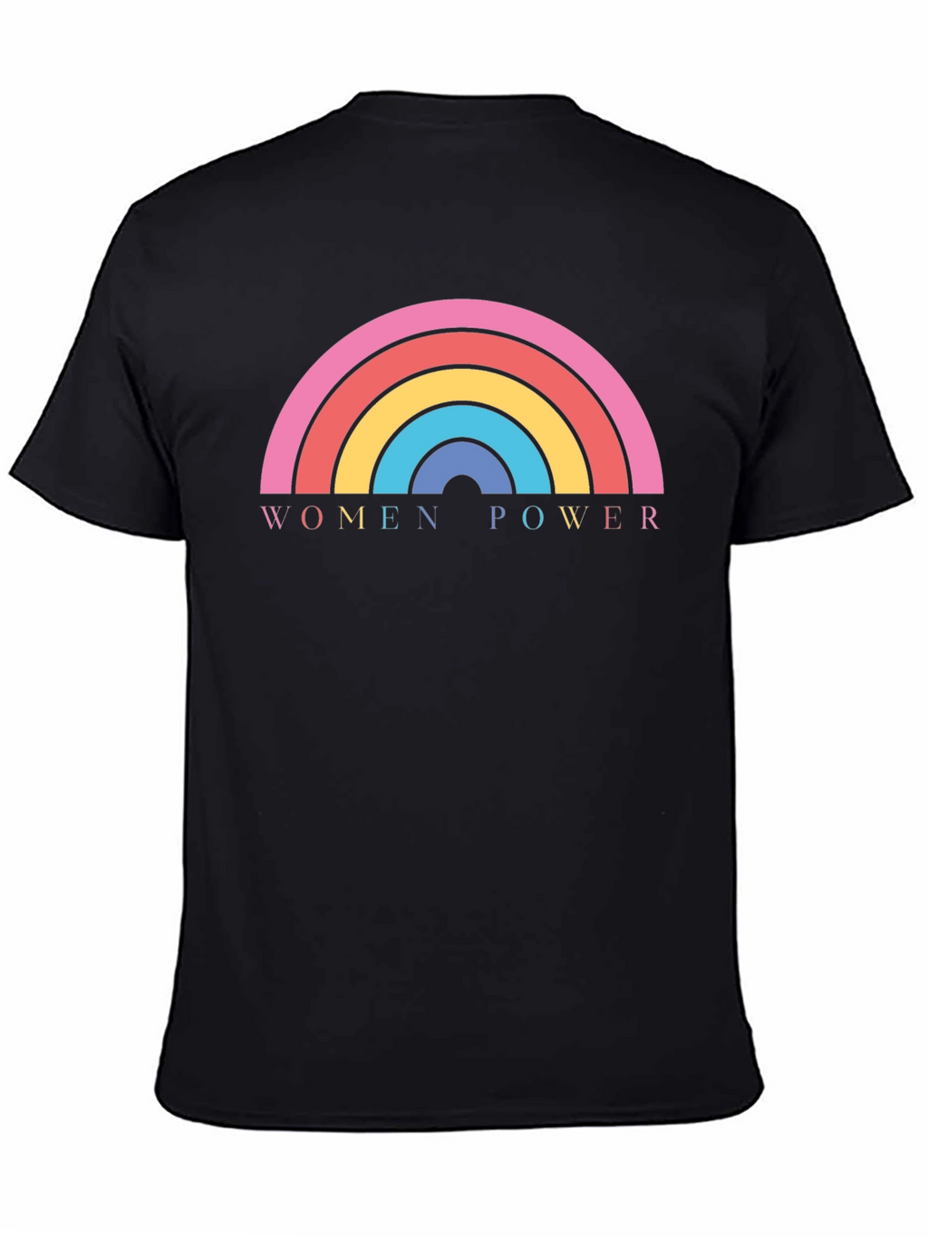 Women Power Rainbow Graphic Tee - Black