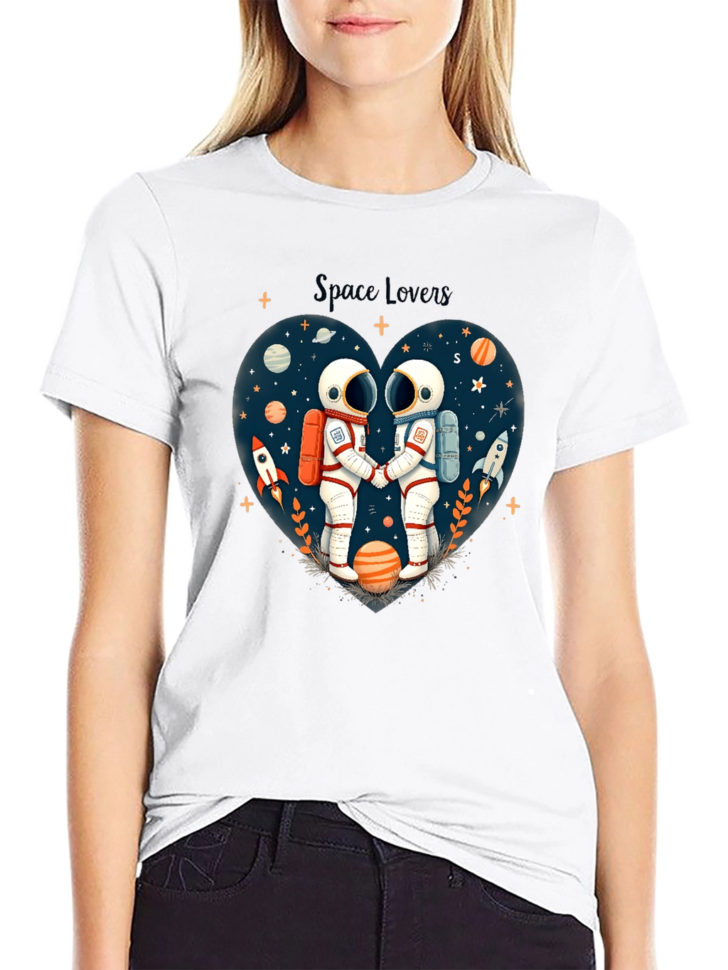 Space Lovers Graphic Tee - Unisex Astronaut Design